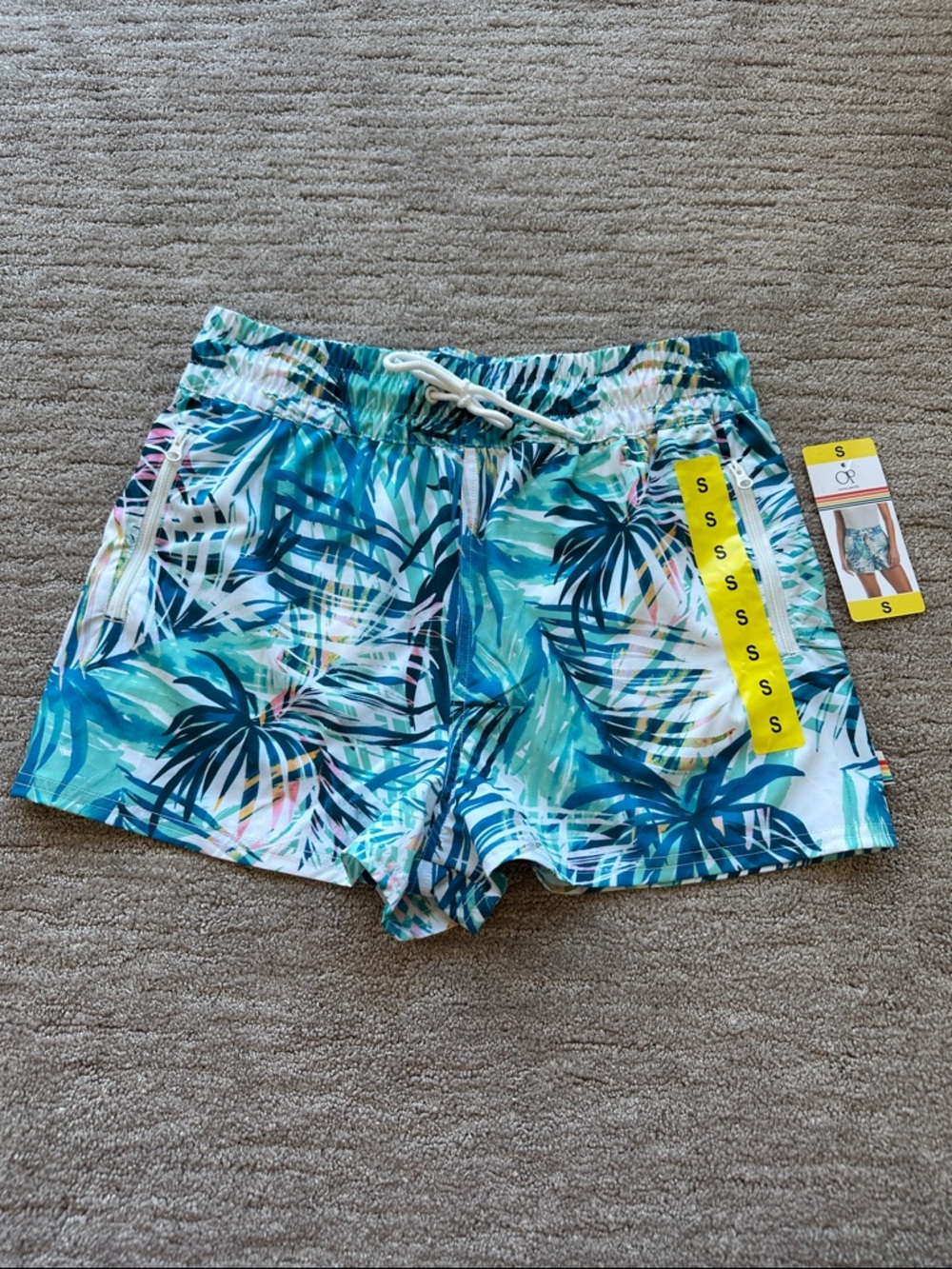 Ocean Pacific Women’s Palm-Print Swim Shorts in Teal, Aqua & Navy